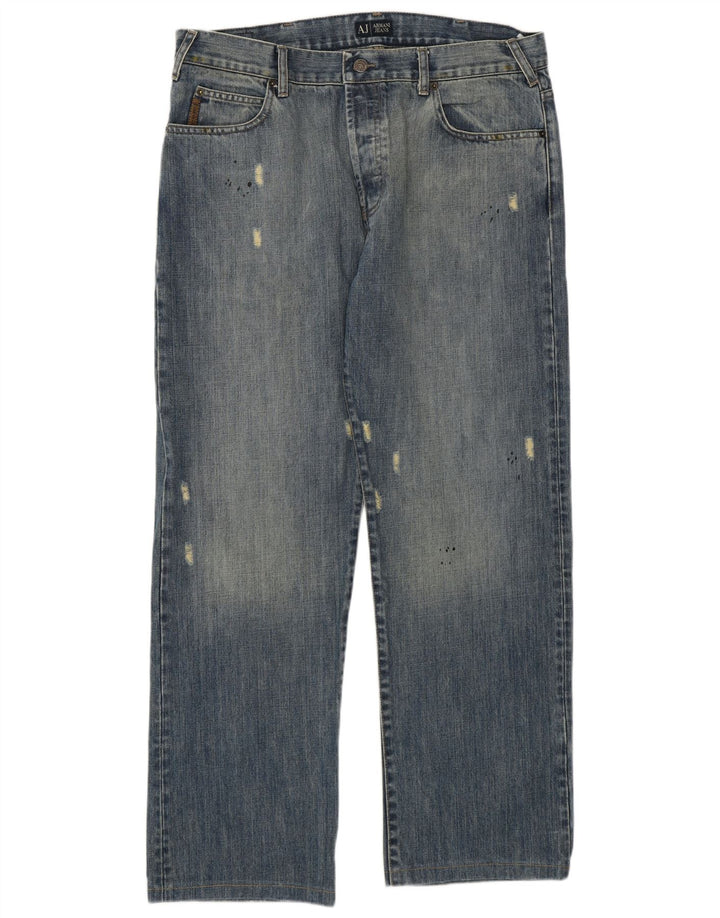 Armani Jeans rectos desgastados para hombre W36 L30 Algodón azul