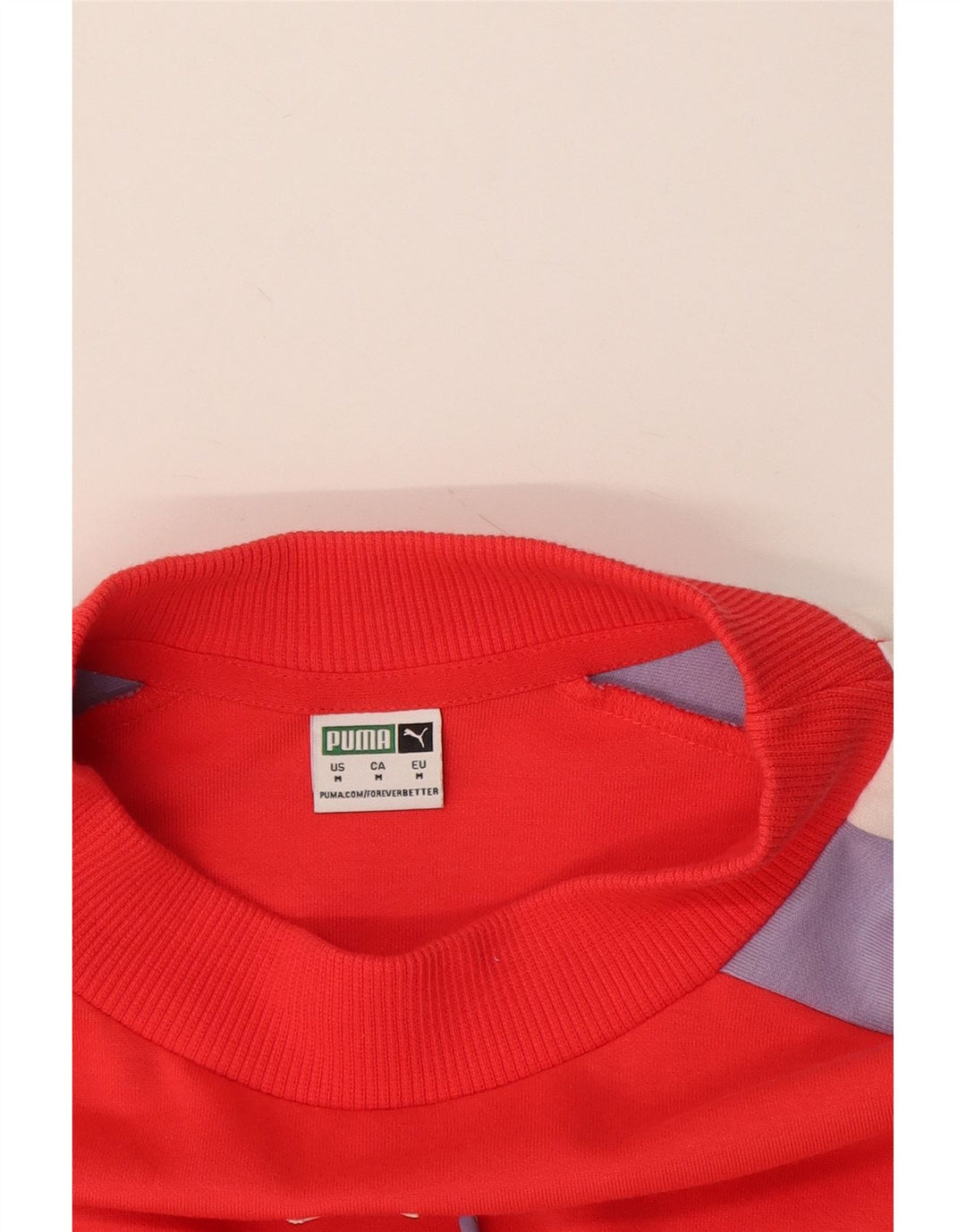 Puma Mujer Crop Graphic Sudadera Jumper UK 14 Medium Rojo Colorblock