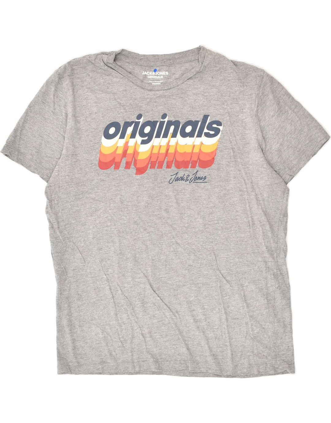JACK & JONES Mens Regular Fit Graphic T-Shirt Top Large Grey Cotton | Vintage Jack & Jones | Thrift | Second-Hand Jack & Jones | Used Clothing | Messina Hembry 