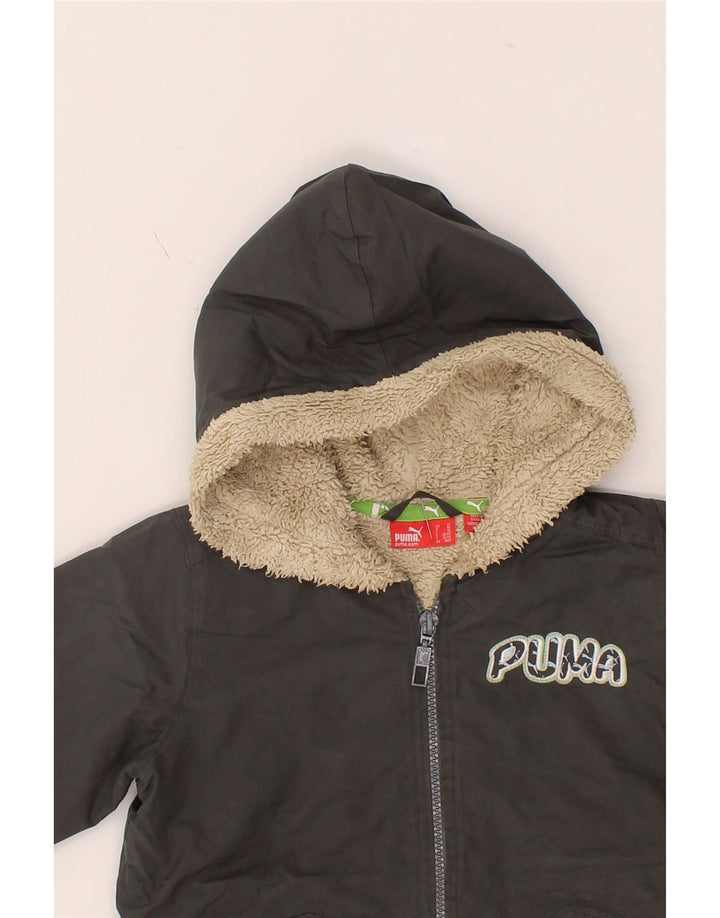 PUMA Baby Boys Hooded Sherpa Jacket 12-18 Months Black Polyester Vintage Puma and Second-Hand Puma from Messina Hembry 
