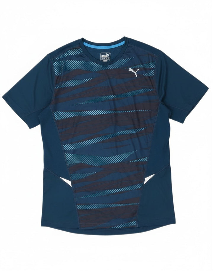 Puma Camiseta Gráfica Para Hombre Top Poliéster Geométrico Azul Medio