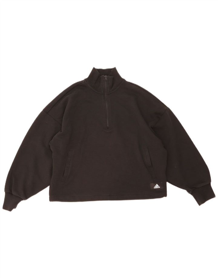 Adidas - Sudadera con gráfico de gran tamaño para mujer, talla 40, talla M, color negro