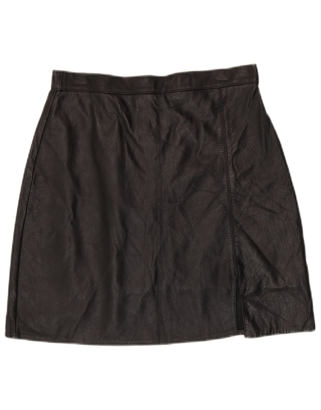 VINTAGE Minifalda de cuero para mujer W28 Mediano Negro