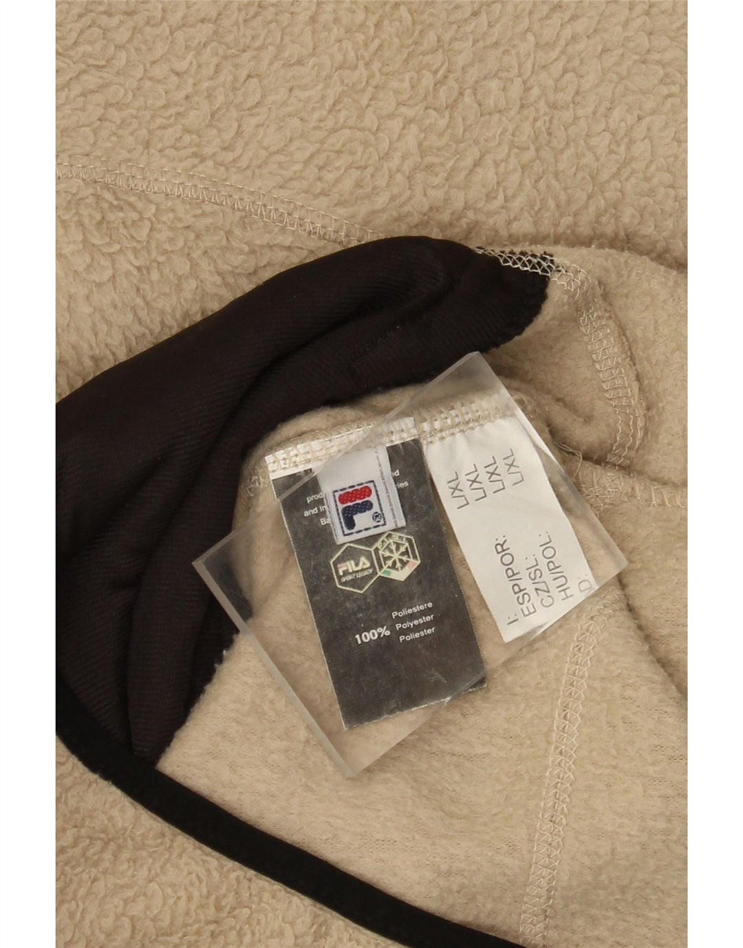 Fila Chaqueta polar para hombre UK 40 Large Beige Colorblock Poliéster