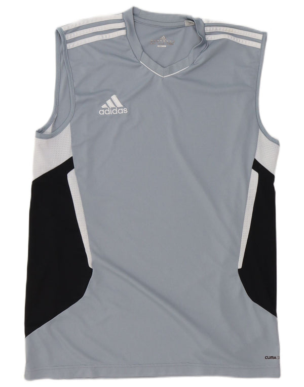 ADIDAS Mens Climacool Vest Top UK 40/42 Azul medio Colorblock Poliéster