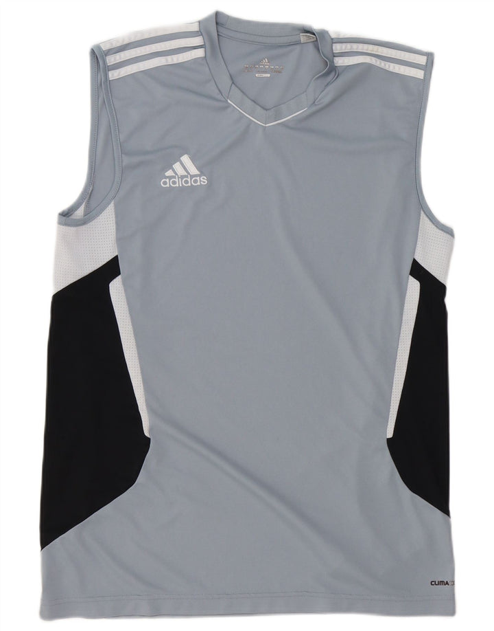 ADIDAS Mens Climacool Vest Top UK 40/42 Azul medio Colorblock Poliéster