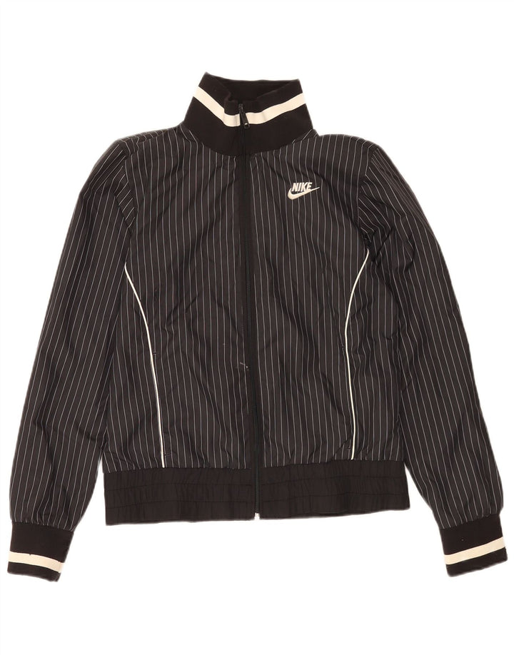 Nike - Chaqueta de chándal para mujer, talla M, color negro, poliéster a rayas
