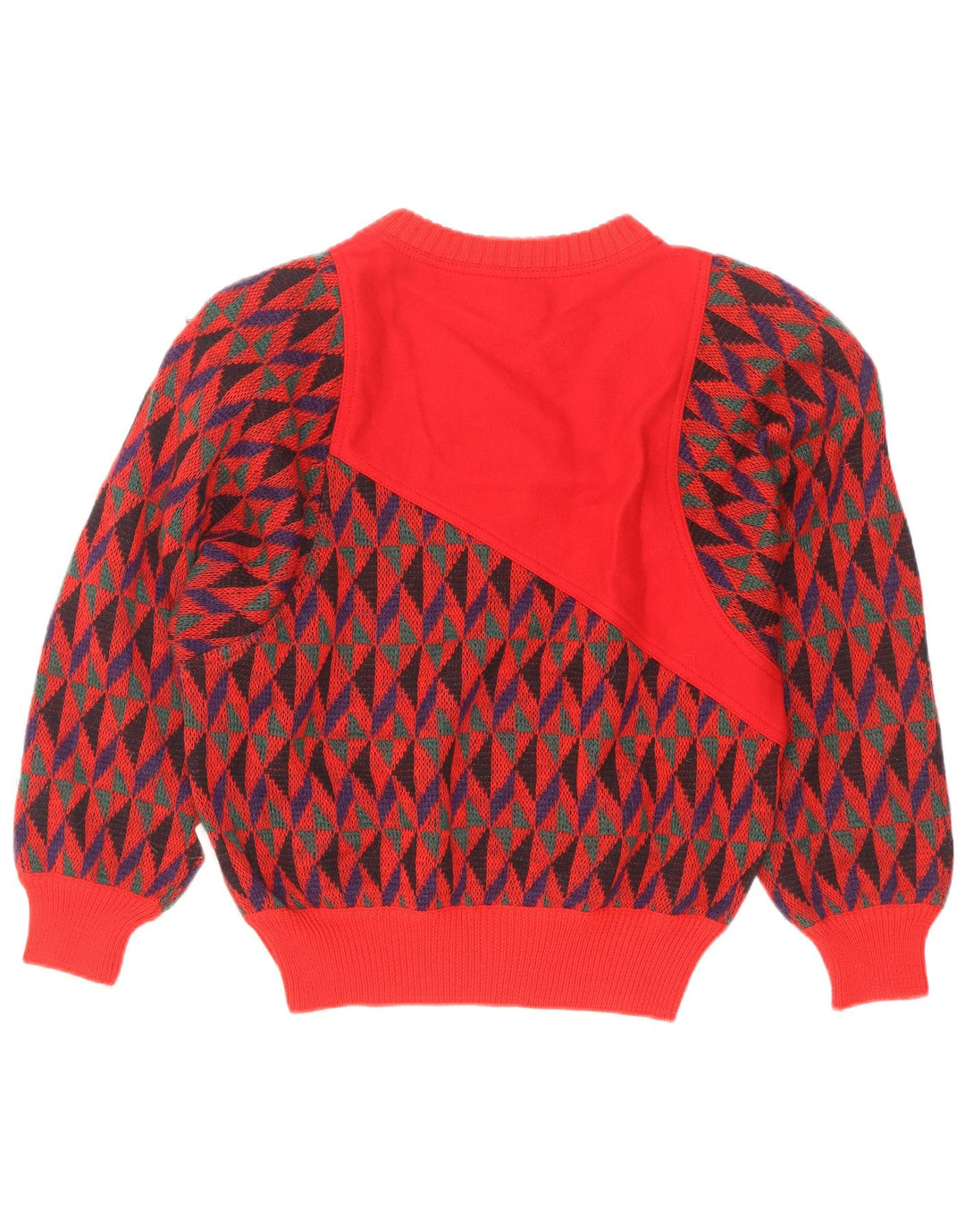 Skipper's Jersey De Mujer Con Cuello Barco IT 42 Lana Geométrica Roja Mediana