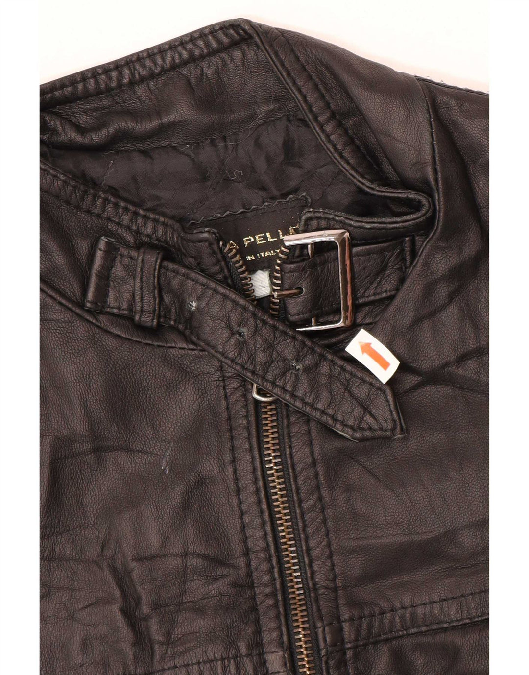 Vintage mujer chaqueta de cuero Reino Unido 12 Medio Negro