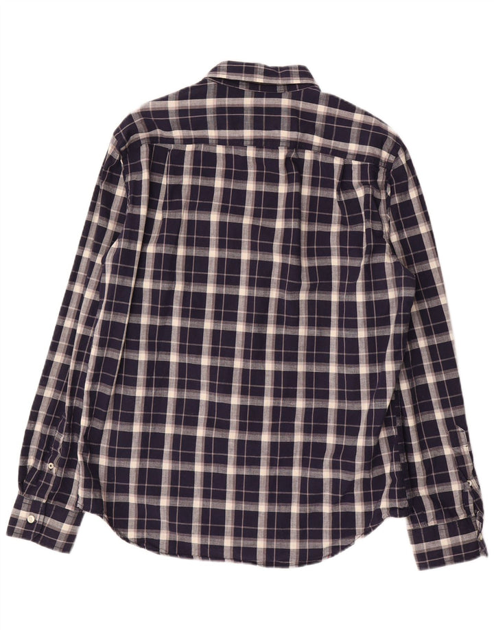 Camisa American Eagle Para Hombre Algodón A Cuadros Azul Marino Mediano