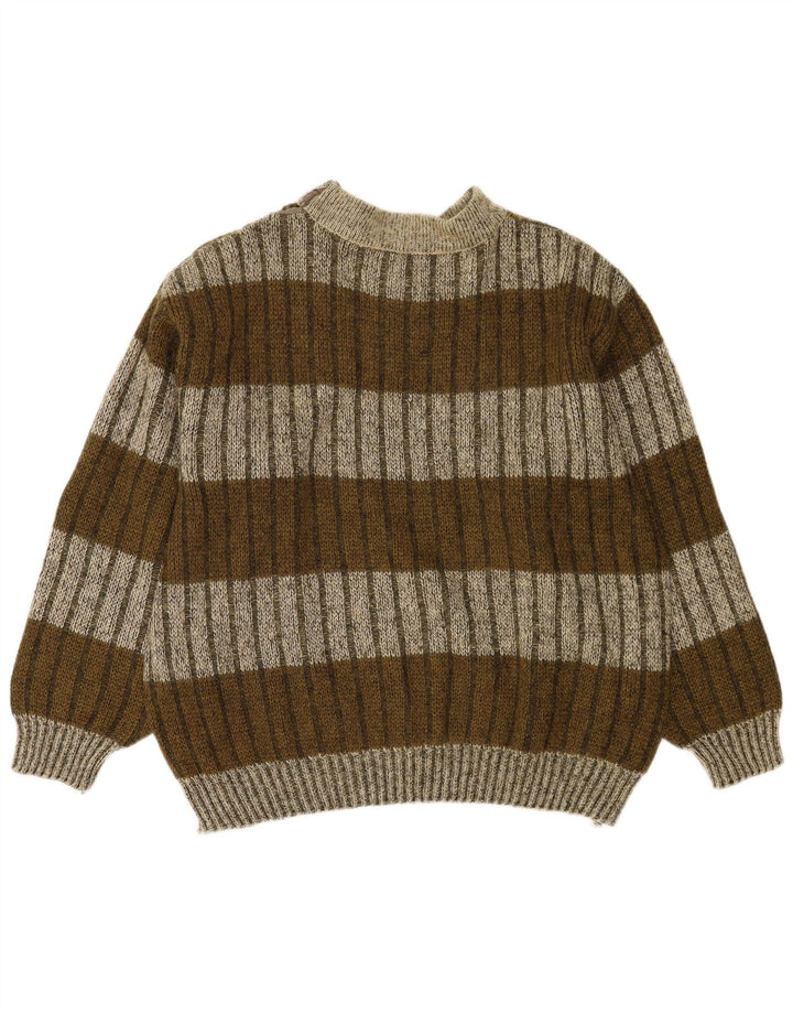 Frank Pepperone Jersey con Cuello Alto para Hombre XL Lana a Rayas Caqui