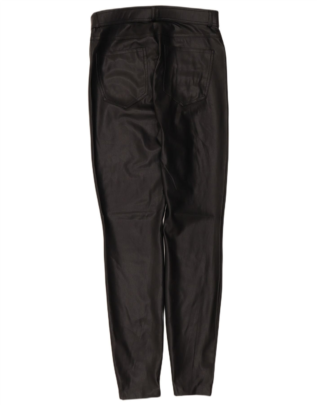 Zara Mujer Pantalones Slim De Piel Sintética Mediano W28 L28 Poliuretano Negro
