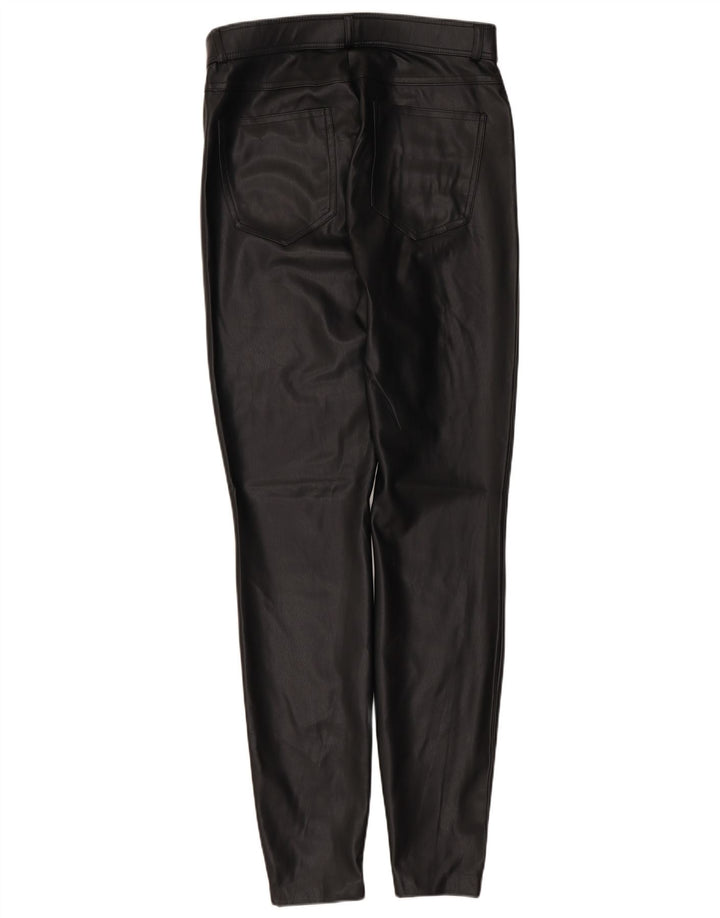 Zara Mujer Pantalones Slim De Piel Sintética Mediano W28 L28 Poliuretano Negro