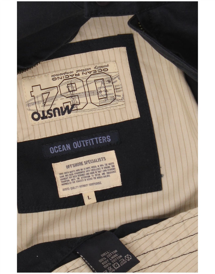 MUSTO Chaqueta Bomber para Hombre UK 40 Grande Azul Marino Algodón