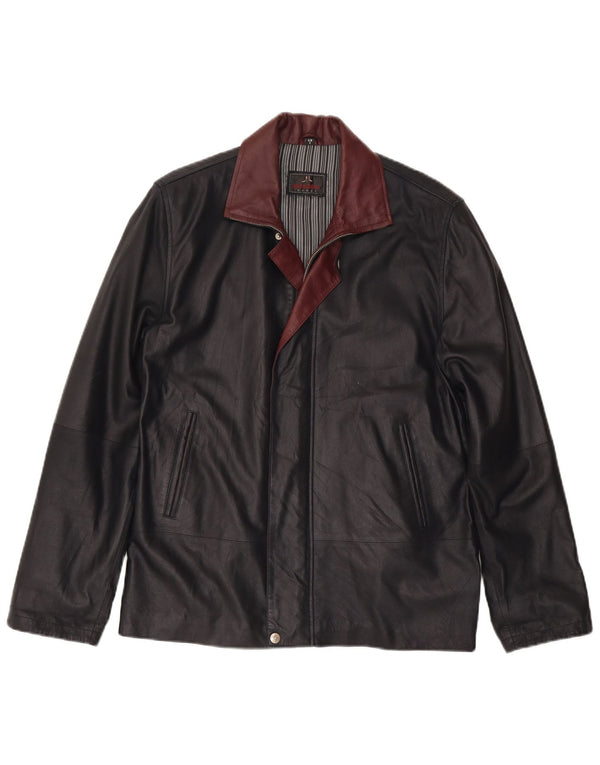 Mondial Chaqueta de cuero para hombre IT 48 Small Cuero color block negro