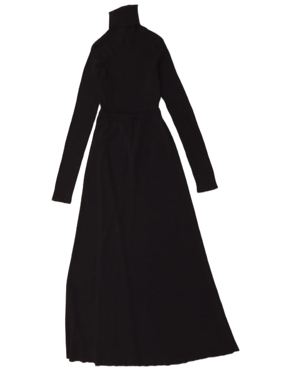 Zara Mujer Vestido Jersey De Manga Larga UK 8 Small Viscosa Negra