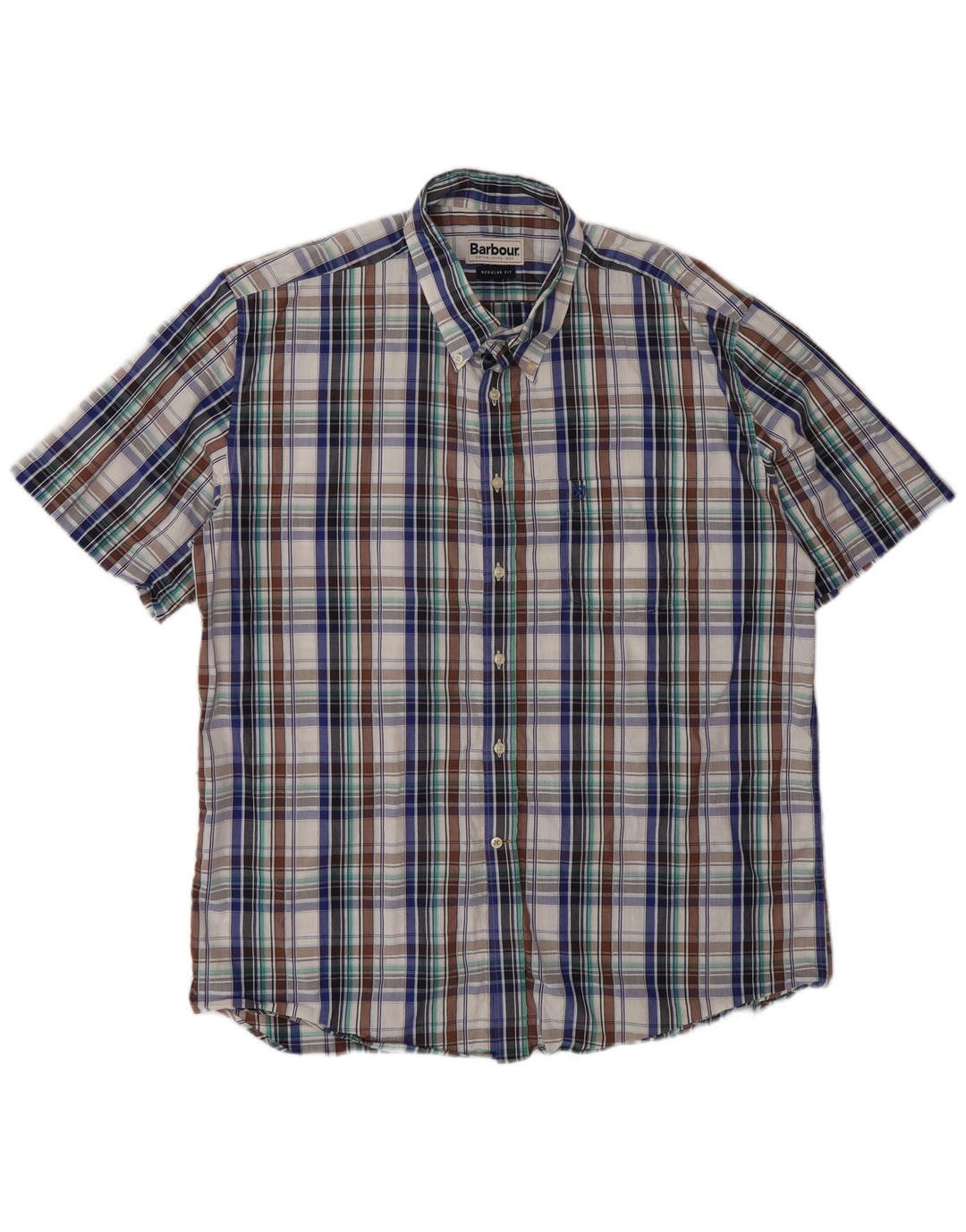 Camisa Barbour Hombre Manga Corta Regular Fit XL Cuadros Multicolor