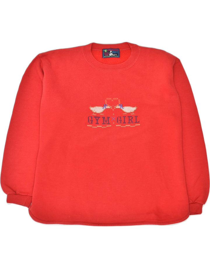 VINTAGE Girls Graphic Sweatshirt Jumper 13-14 Years Red Cotton | Vintage | Thrift | Second-Hand | Used Clothing | Messina Hembry 