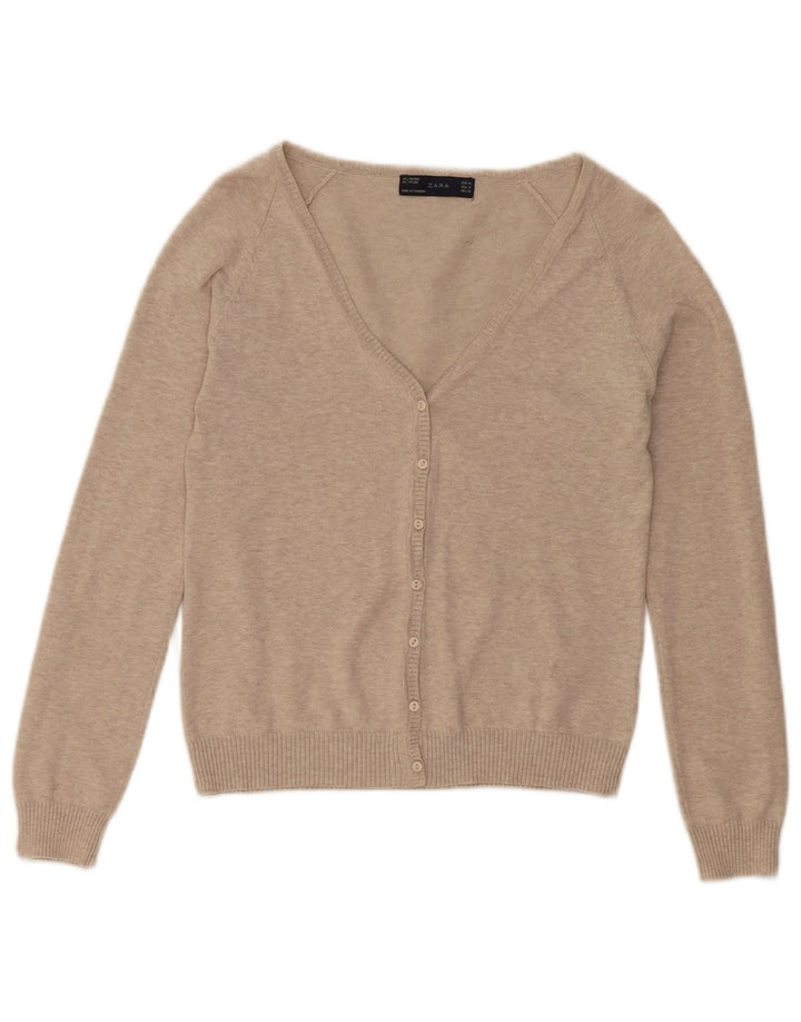 Zara Mujer Cárdigan Suéter UK 12 Medium Beige