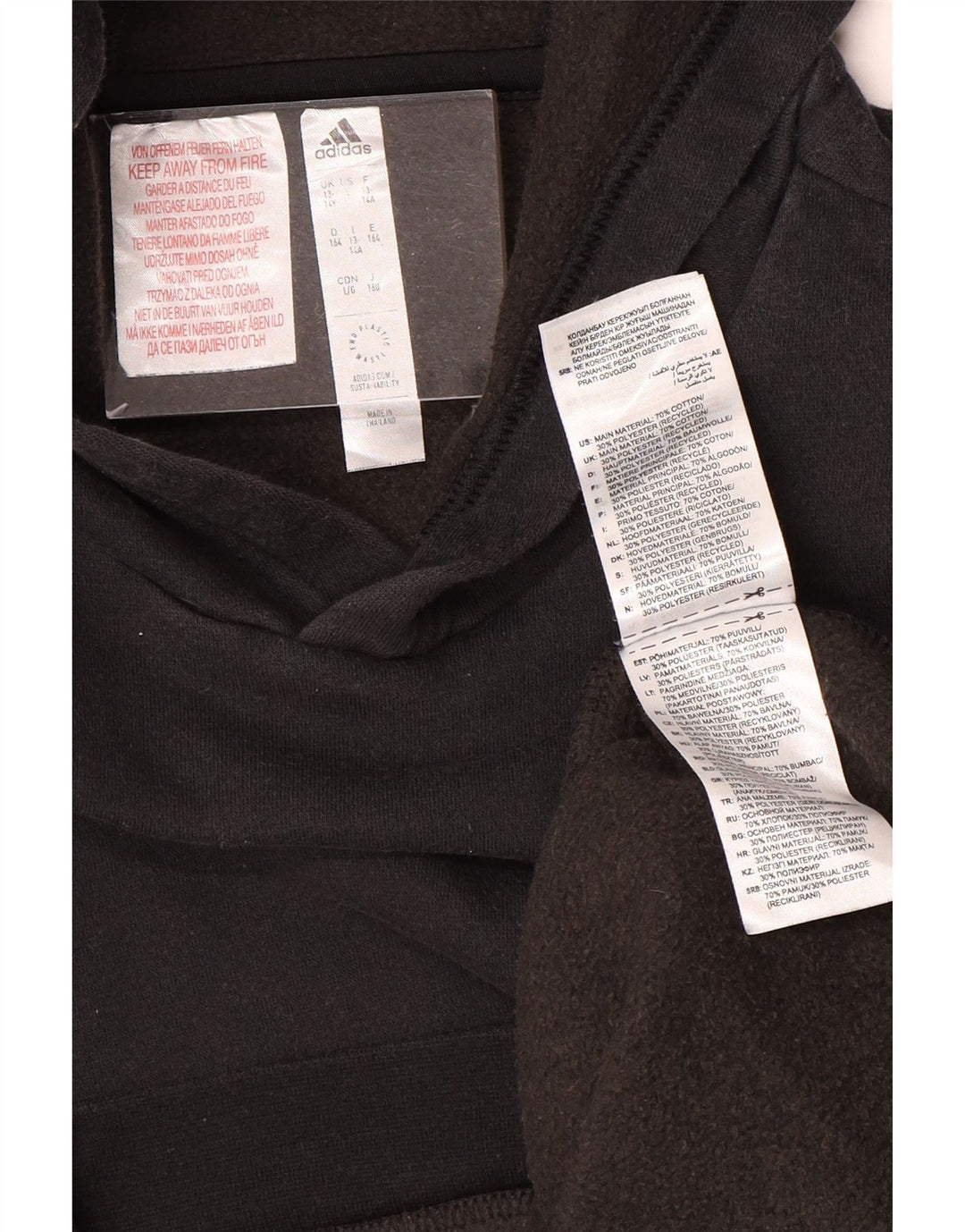 ADIDAS Sudadera con capucha para niño 13-14 años Negro Algodón