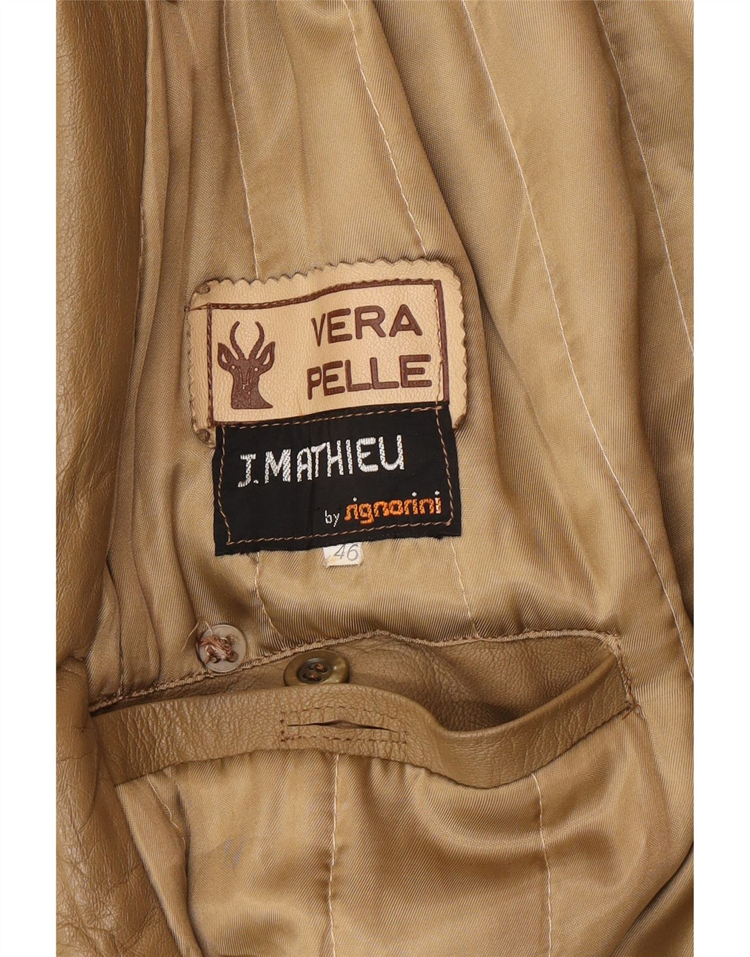 Vintage hombres cuero gabardina IT 46 pequeño cuero marrón