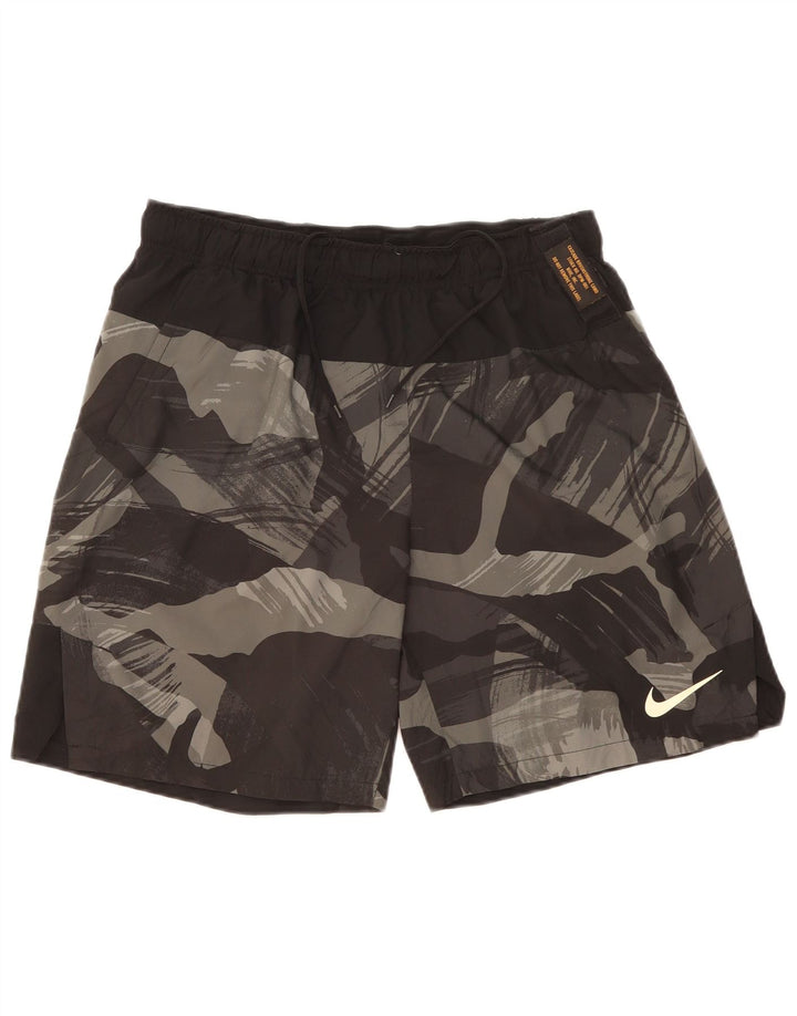 NIKE Pantalones cortos deportivos Dri Fit para hombre, poliéster de camuflaje negro grande