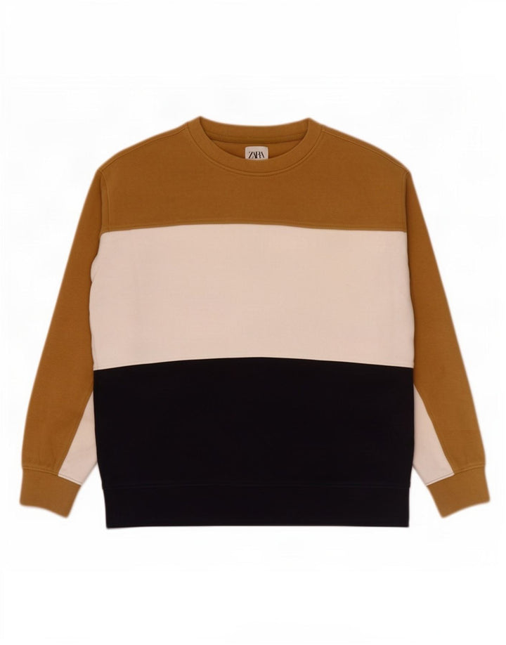 Zara Hombre Sudadera Jumper Small Multicolor Colorblock Algodón