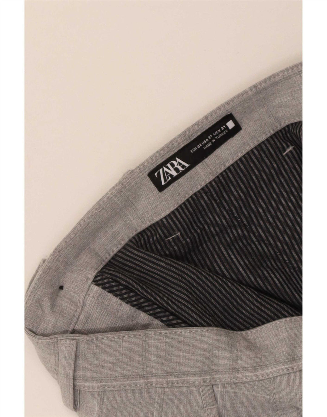 Zara Mens Slim Chino Pantalones EU 40 Medium W31 L28 Grey Check