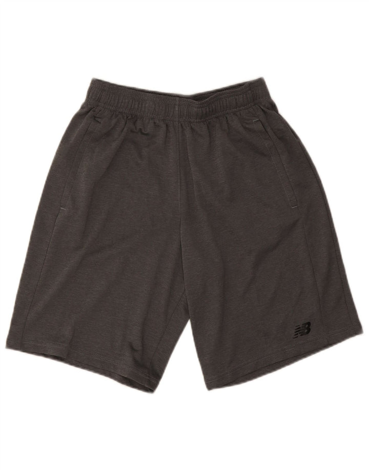 New Balance Pantalones cortos deportivos para hombre, poliéster moteado gris pequeño
