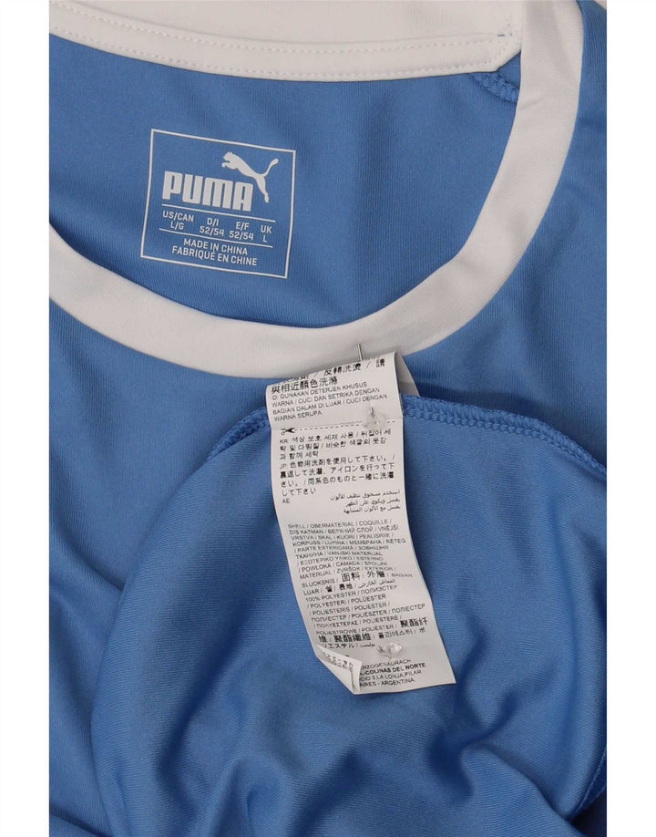 Puma Camiseta para hombre Top Large Azul Colorblock Poliéster