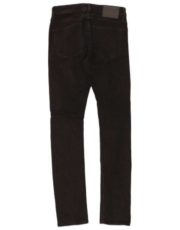 Jack & Jones Hombre GLENN Vaqueros ajustados desgastados W28 L32 Algodón negro