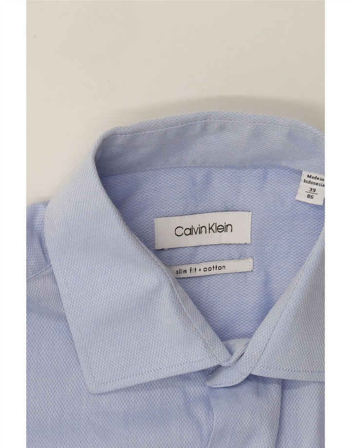 Calvin Klein Camisa Slim Fit para hombre Talla 39 Algodón azul medio