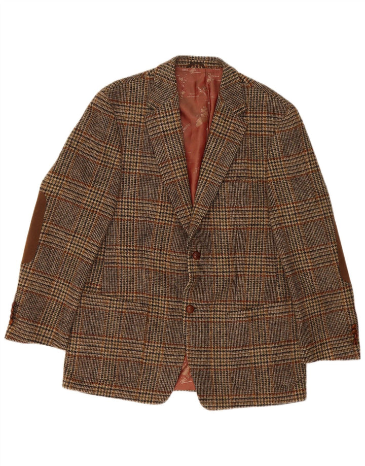 Harris Tweed Chaqueta tipo blazer de 2 botones para hombre IT 52 XL Lana a cuadros marrón