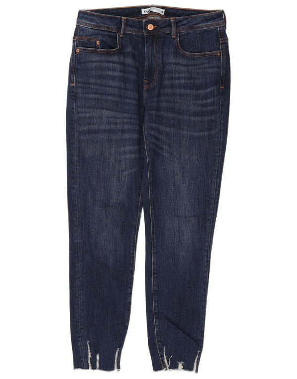 Zara Jeans ajustados desgastados para mujer EU 42 Large W32 L28 Algodón azul marino