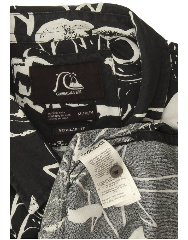 Quiksilver Camisa de Manga Corta Regular Fit para Hombre, Mediana, Negra, Floral, Hawaiana