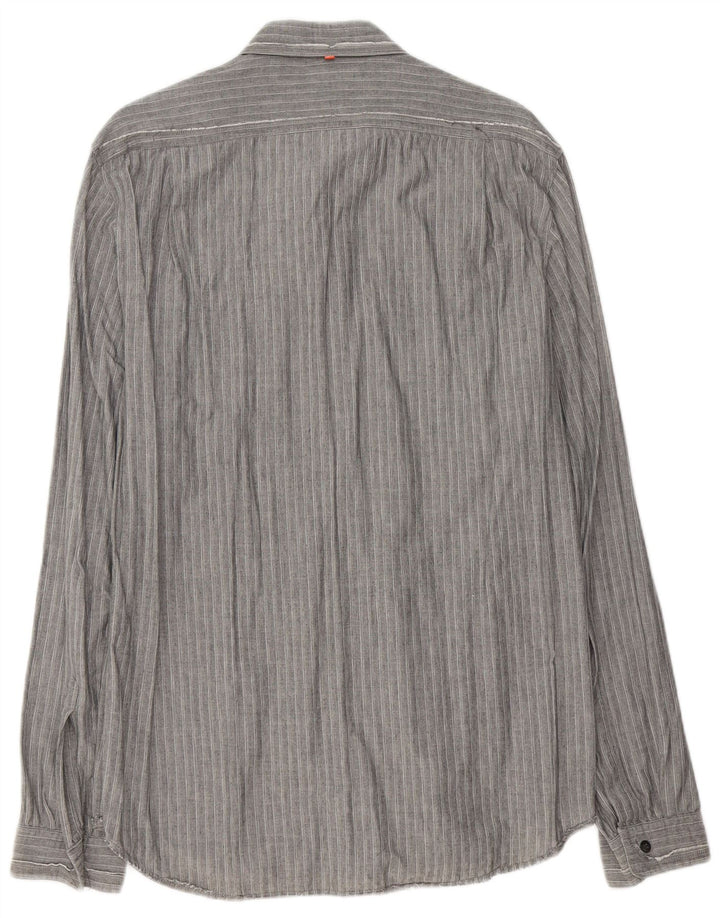HUGO BOSS Mens Shirt Medium Grey Striped