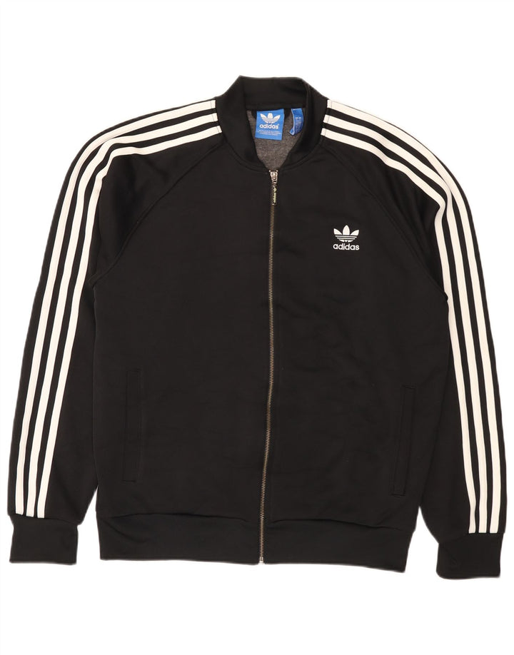 Adidas - Chaqueta de chándal para hombre, talla grande, poliéster negro