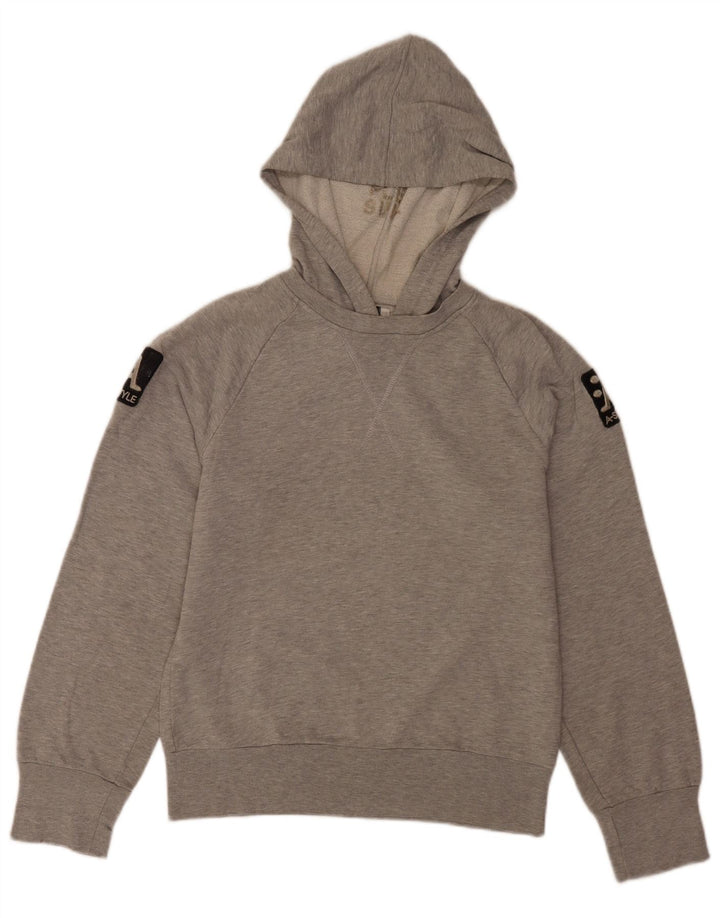 Jersey con capucha y estampado gráfico para hombre A-Style de algodón moteado en gris medio