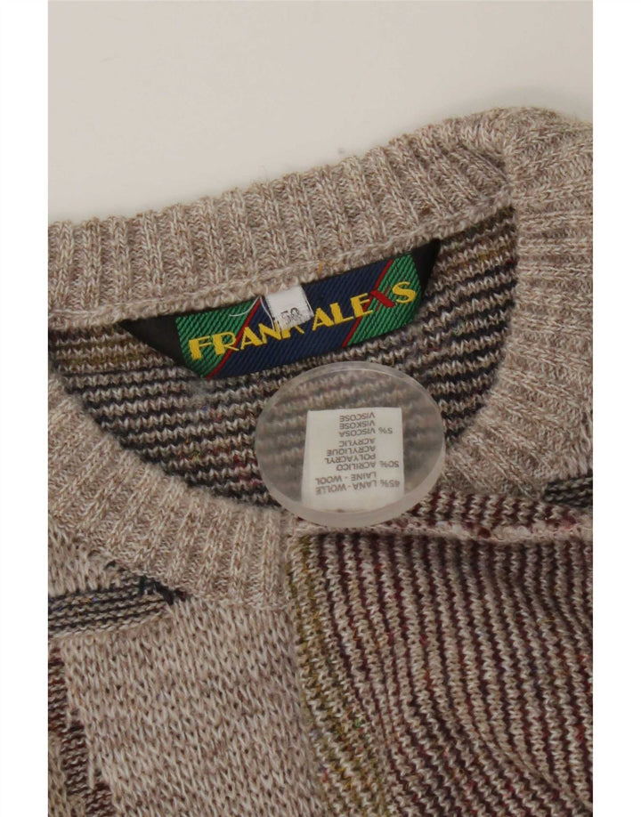 Frank Alexs Jersey de Cuello Redondo para Hombre IT 50 Lana geométrica Gris Medio