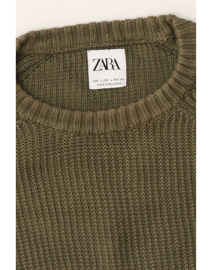 Zara Hombre Jersey De Cuello Redondo Jersey Grande Caqui