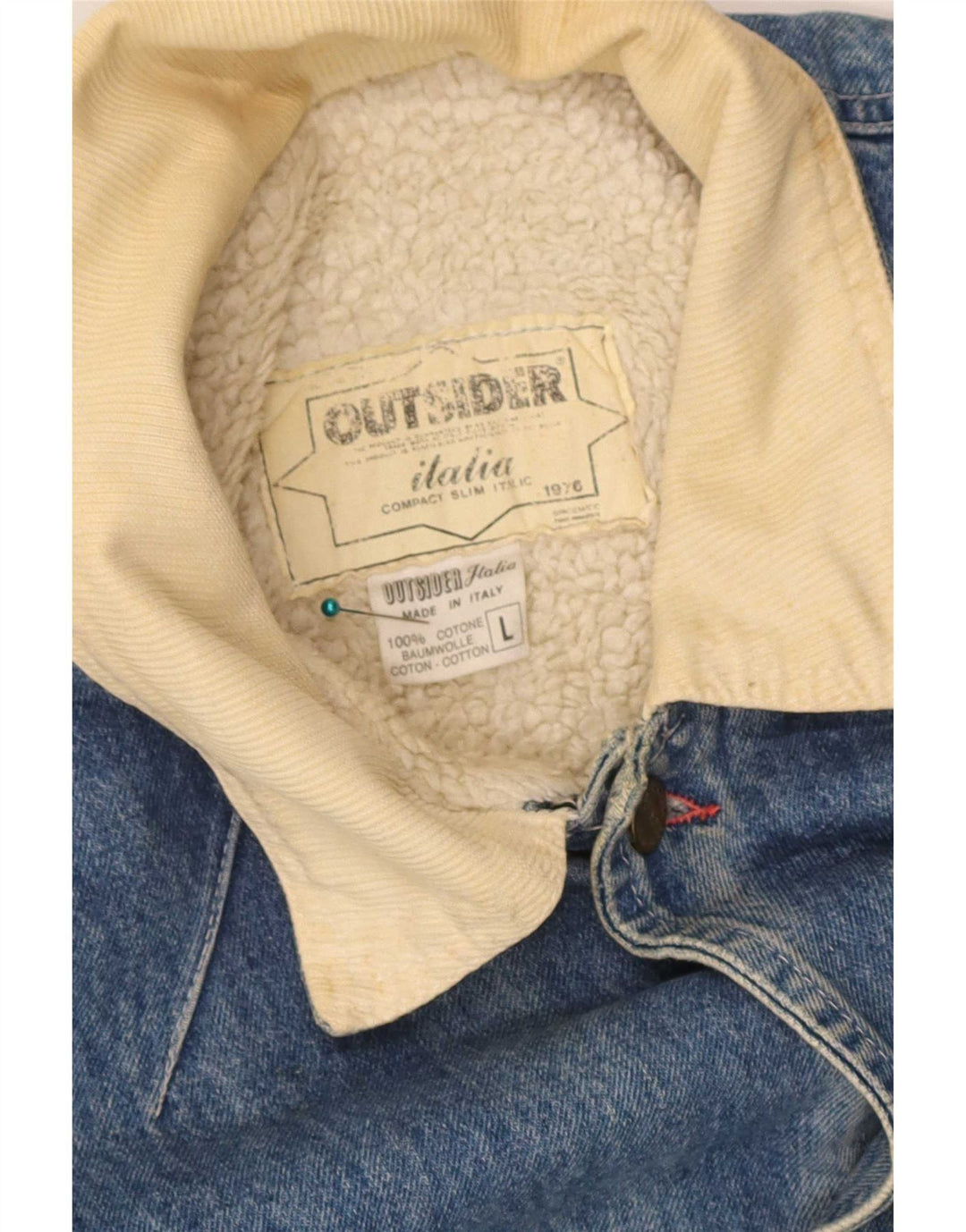 Outsider Chaqueta vaquera Sherpa para hombre UK 40 Grande Algodón azul