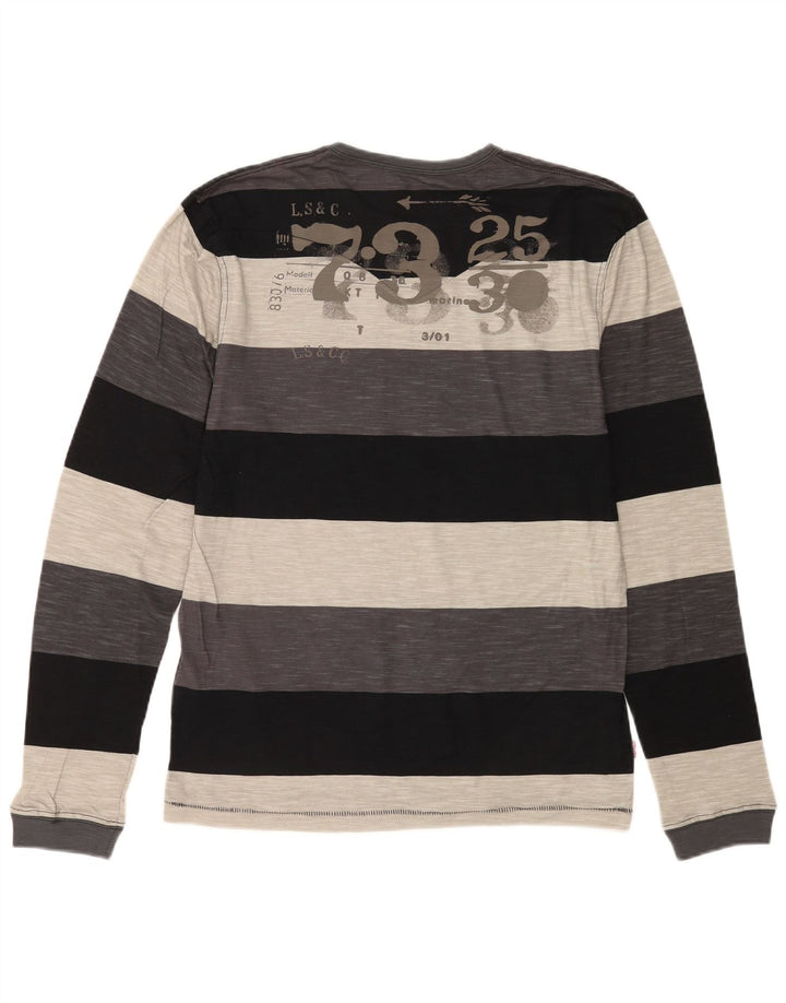 Levi's Top gráfico de manga larga de algodón a rayas multicolor grande para hombre