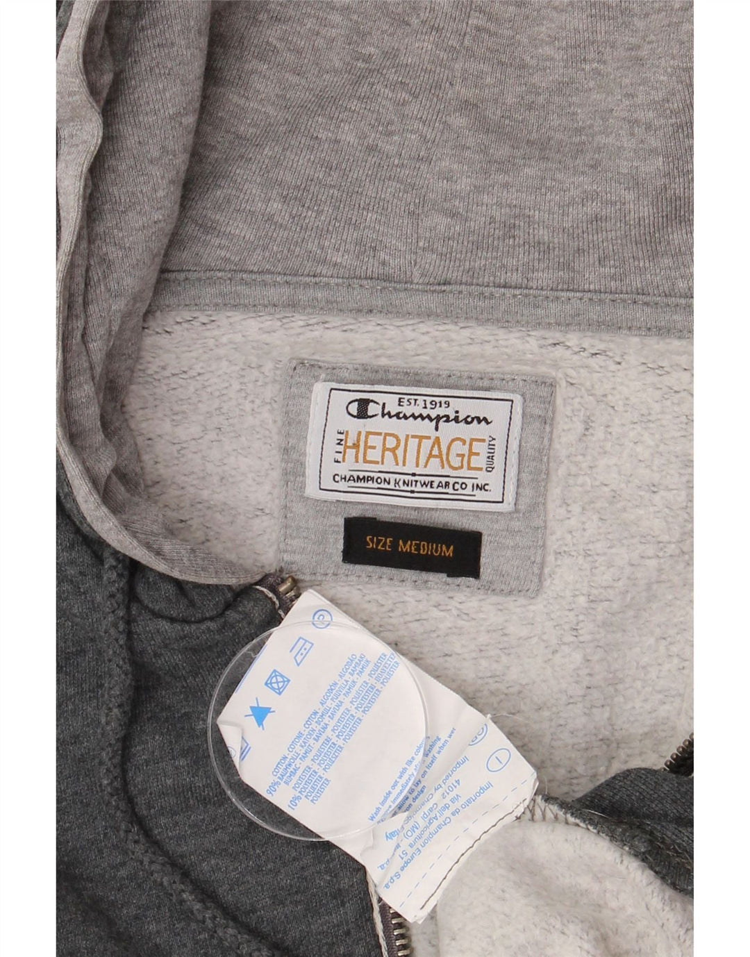 CHAMPION Suéter con capucha y cremallera Heritage para hombre Algodón gris medio
