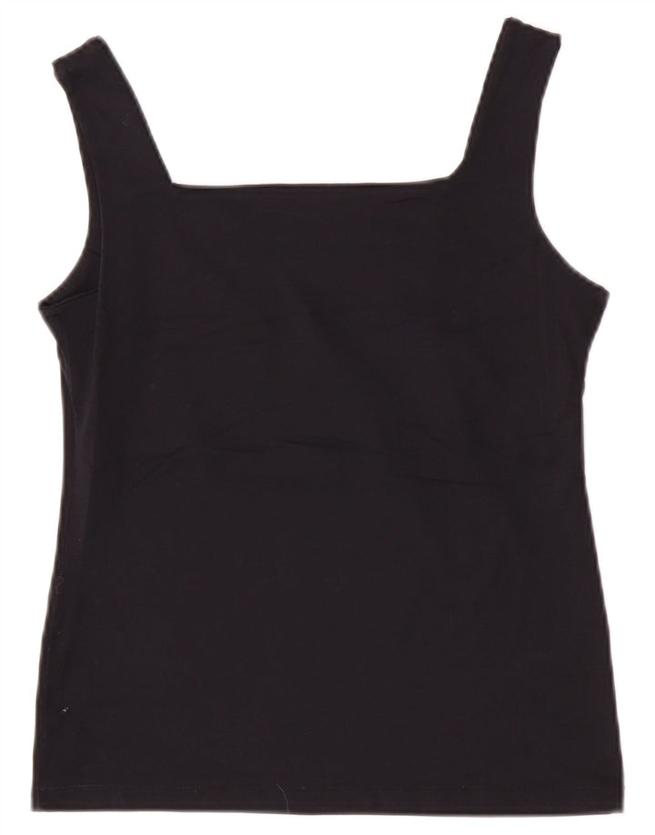 Zara Mujer Crop Cami Top UK 42 Mediano Negro