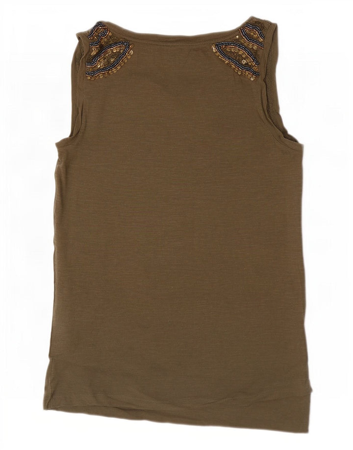 Massimo Dutti Chaleco Mujer UK 6 XS Marrón Algodón