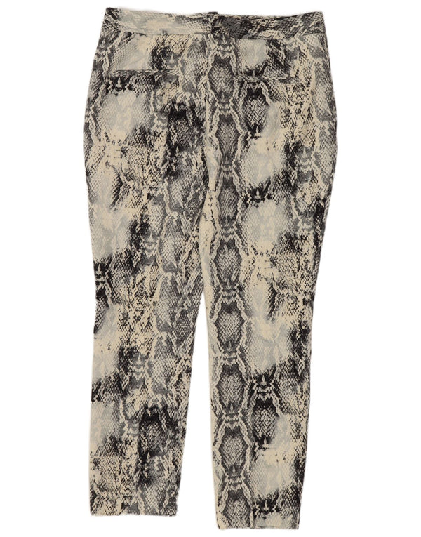 Zara Mujer Pantalón Cropped Slim Medio W28 L26 Azul Estampado Animal