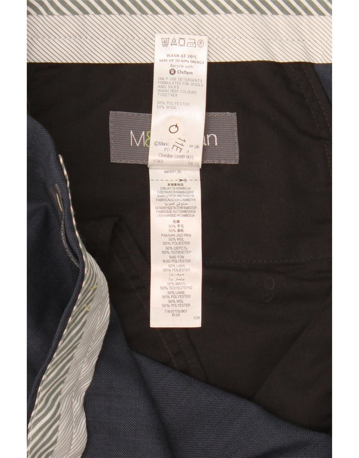 MARKS & SPENCER Pantalón de traje recto para hombre W44 L29 Poliéster azul
