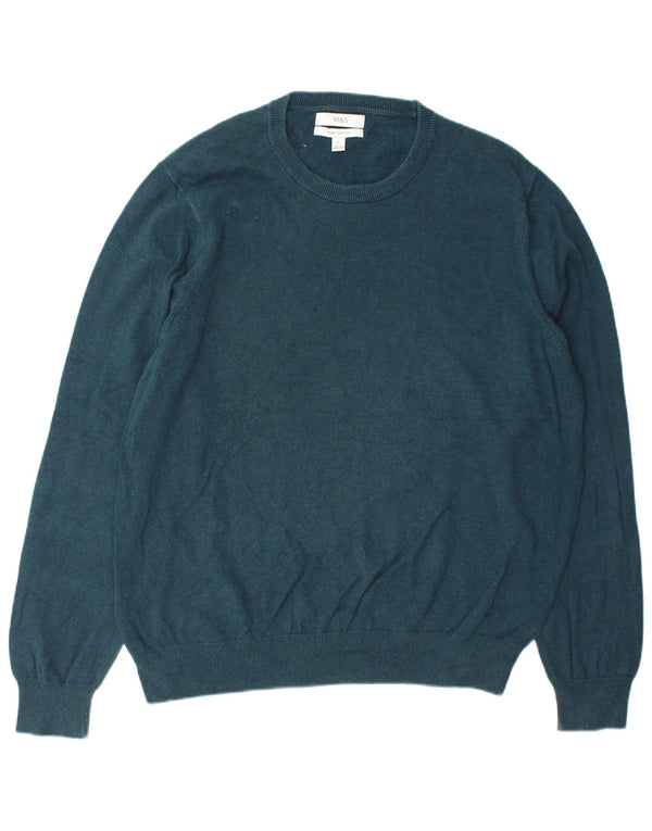 Marks & Spencer Jersey de cuello redondo para hombre XL Algodón azul marino