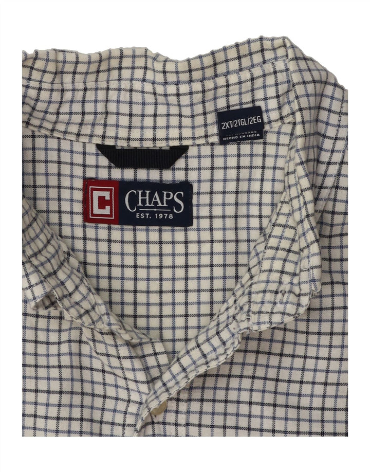 CHAPS Mens Tall Shirt 2XL White Check Cotton Vintage Chaps and Second-Hand Chaps from Messina Hembry 