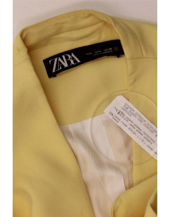 Zara Chaqueta Blazer Sin Mangas De 3 Botones para Mujer UK 44 Poliéster Amarillo Grande